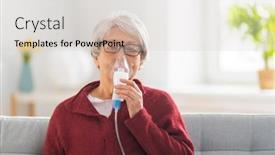  Presentation with elderly home - Colorful presentation enhanced with elderly-woman-using-inhaler backdrop and a light gray colored foreground
