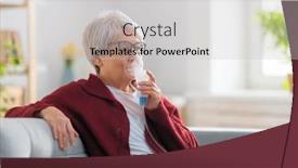  Presentation with elderly home - Presentation theme consisting of elderly-woman-using-inhaler background and a light gray colored foreground