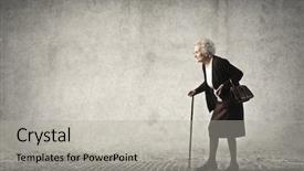  Presentation with elderly - Theme having elderly woman walking background and a light gray colored foreground