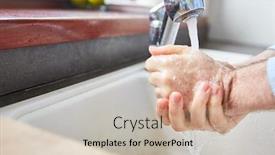  Presentation with epidemic - PPT layouts consisting of elderly-woman-washing-hands background and a soft green colored foreground