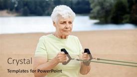  Presentation with active life - Presentation featuring elderly-woman-wear-sportswear-doing background and a coral colored foreground