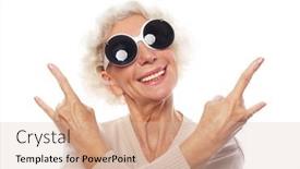  Presentation with funky - PPT layouts enhanced with elderly-woman-wearing-big-sunglasses background and a lemonade colored foreground