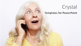  Presentation with elderly - Presentation theme enhanced with elderly-woman-wearing-yellow-sweater background and a  colored foreground