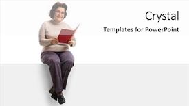 Presentation with elderly - Colorful slide set enhanced with elderly woman with a book backdrop and a white colored foreground