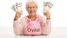  Presentation with banking - Slide set with a piggybank and money background and a lemonade colored foreground