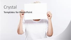  Presentation with elderly person - PPT theme featuring elderly-woman-with-an-empty background and a white colored foreground