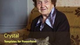  Presentation with elderly home - PPT theme with elderly-woman-with-cat background and a tawny brown colored foreground