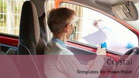  Presentation with face mask - Slide deck enhanced with elderly-woman-with-face-mask background and a violet colored foreground