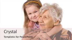  Presentation with daughter - Slide set featuring elderly woman with grand daughter background and a soft green colored foreground