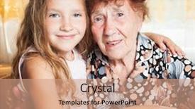  Presentation with elderly woman in nursing - Audience pleasing presentation design consisting of elderly woman with great-grandchild backdrop and a  colored foreground