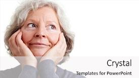 Presentation with elderly woman in nursing - Colorful PPT layouts enhanced with elderly woman with grey hair backdrop and a  colored foreground