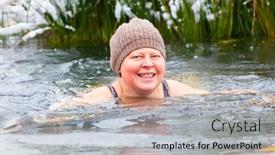  Presentation with hardening - PPT theme with elderly-woman-with-knitted-hat background and a light gray colored foreground