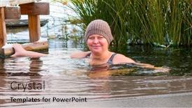  Presentation with hardening - Slides featuring elderly-woman-with-knitted-hat background and a coral colored foreground