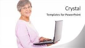  Presentation with elderly woman in nursing - Audience pleasing PPT layouts consisting of elderly woman with laptop computer backdrop and a white colored foreground
