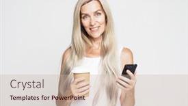  Presentation with long hair - Presentation theme consisting of elderly-woman-with-long-hair background and a soft green colored foreground