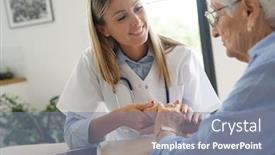  Presentation with elderly home - Cool new presentation with elderly woman with nurse at home backdrop and a gray colored foreground