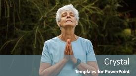  Presentation with tai chi - PPT layouts featuring elderly-woman-with-short-hair background and a light blue colored foreground