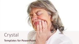  Presentation with elderly - Colorful slides enhanced with elderly-woman-with-toothache-holding backdrop and a lemonade colored foreground