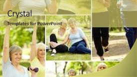  Presentation with exercise - Slide set with elderly women doing exercise background and a yellow colored foreground