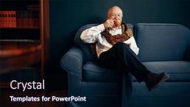  Presentation with elderly home - Colorful slide deck enhanced with elderly-writer-drinks-coffee backdrop and a navy blue colored foreground