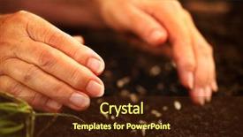  Presentation with planting the seed - Colorful presentation design enhanced with eldery - hand of an elderly woman backdrop and a tawny brown colored foreground