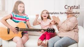  Presentation with listening - Cool new slides with eldery - joyful granddaughters with grandmother listening backdrop and a lemonade colored foreground