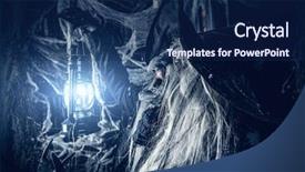  Presentation with horror movie - Colorful PPT theme enhanced with eldery - witch holding a torch halloween backdrop and a  colored foreground