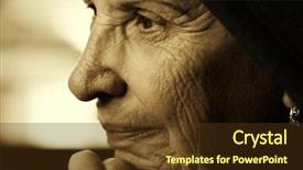  Presentation with focus - Cool new PPT layouts with eldery woman special sepia toned backdrop and a tawny brown colored foreground
