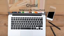  Presentation with electronic library - Audience pleasing PPT theme consisting of e-learning concept digital library backdrop and a coral colored foreground