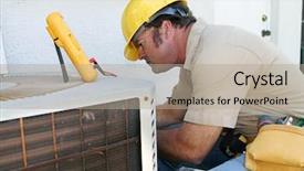  Presentation with compressor - PPT layouts consisting of elecctrical ac - air conditioning repairman working background and a mint green colored foreground