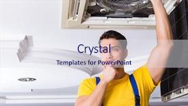  Presentation with hvac - Amazing presentation theme having elecctrical hvac - repairman repairing ceiling air conditioning backdrop and a  colored foreground