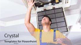  Presentation with air conditioning - Cool new presentation with elecctrical hvac - repairman repairing ceiling air conditioning backdrop and a  colored foreground