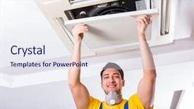  Presentation with air conditioning - Audience pleasing theme consisting of elecctrical hvac - repairman repairing ceiling air conditioning backdrop and a  colored foreground