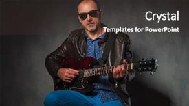  Presentation with rock minerals portrait - Audience pleasing presentation consisting of elecric - portrait of seated mature rocker backdrop and a tawny brown colored foreground