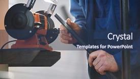  Presentation with blue professional - Slide set enhanced with elecric process - contemporary professional repairman or technician background and a ocean colored foreground