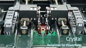 Presentation with cnc machine - Cool new PPT theme with elecric process - pcb processing on cnc machine backdrop and a ocean colored foreground