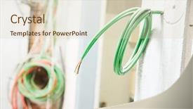  Presentation with electric - Slide set featuring elecrician work electric wall cabling background and a  colored foreground