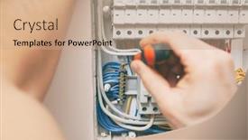 Presentation with electrical - PPT layouts having elecrtircan-installing-the-electrical-wiring background and a coral colored foreground