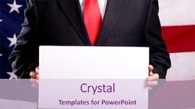  Presentation with american flag - Beautiful PPT theme featuring election day - politician or business man backdrop and a lemonade colored foreground