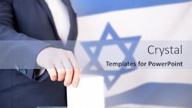  Presentation with israel flag - Theme featuring election-in-israel-hand background and a light blue colored foreground