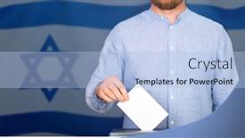  Presentation with israel flag - Presentation design with election-in-israel-hand background and a light blue colored foreground