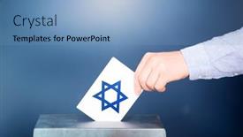 Presentation with israel flag - Beautiful theme featuring election-in-israel-hand backdrop and a light blue colored foreground