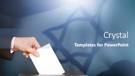  Presentation with israel flag - Theme consisting of election-in-israel-hand background and a teal colored foreground