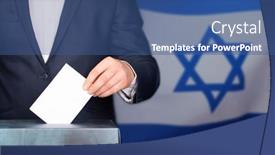  Presentation with israel flag - PPT theme featuring election-in-israel-hand background and a ocean colored foreground
