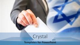  Presentation with israel flag - Presentation theme with elections-in-israel-hand background and a teal colored foreground