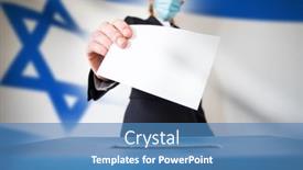  Presentation with vote - Amazing theme having elections-in-israel-woman backdrop and a teal colored foreground