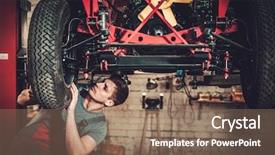  Presentation with classic car - Theme featuring electircity - mechanic working on classic car background and a coral colored foreground