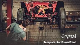  Presentation with restoration - Presentation theme having electircity - mechanic working on classic car background and a gray colored foreground