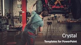  Presentation with classic car - Cool new presentation with electircity - mechanic working on classic car backdrop and a dark gray colored foreground