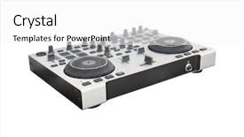  Presentation with controller - Colorful slides enhanced with music mixer - dj controller under the white backdrop and a white colored foreground